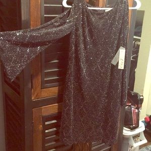Eliza J sequined cold shoulder dress